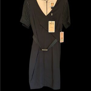 Nue by Shani Black Dress with Textured Sleeves
